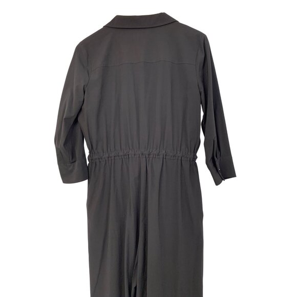 Calvin Klein Womens Black Wide-Leg Cropped Jumpsuit Size 8 3/4 Sleeves NWT 8749 - Picture 8 of 13